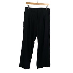 Sanctuary Black High Rise Office Siren Pleated Wide Leg Trousers Size 30